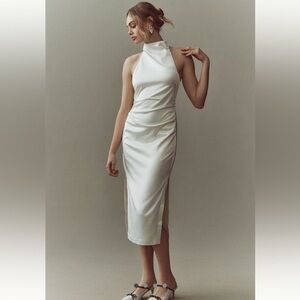 BHLDN Halter Satin Midi Dress